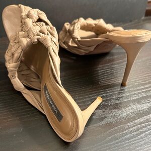 BCBGMaxAzria Women's Beige Braided Mules